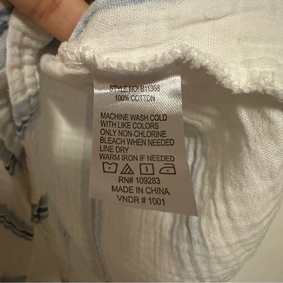 ocean drive Striped Cotton Gauze Knotted overalls Size Medium - Picture 6 of 8